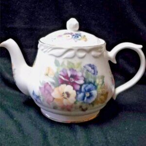 TEAPOT STAFFORDSHIRE ENGLAND ROYAL PATRICIAN BONE CHINA FLORAL MULTICOLOR